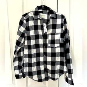 NWT Abercrombie & Fitch Women's Black and White Flannel Shirt  -  XS